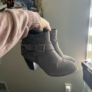Brown chain booties